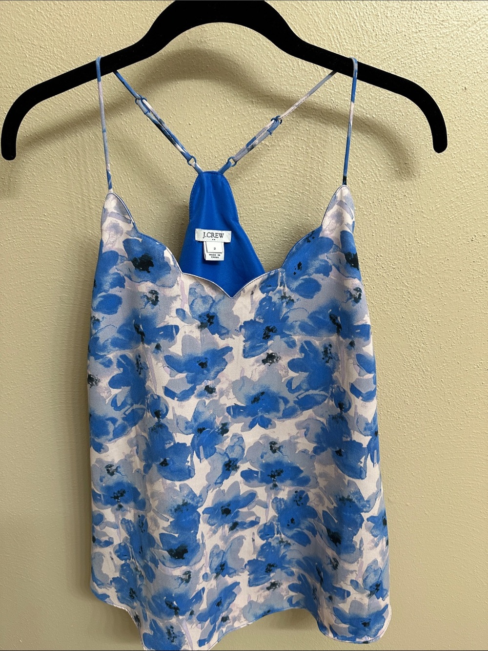 J. Crew Factory Blue and Lilac/Blush Pink Floral Scallop Cami | EUC